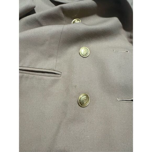 Talbots 100% worsted wool vintage double breasted blazer gold accent crest butto - Picture 6 of 9